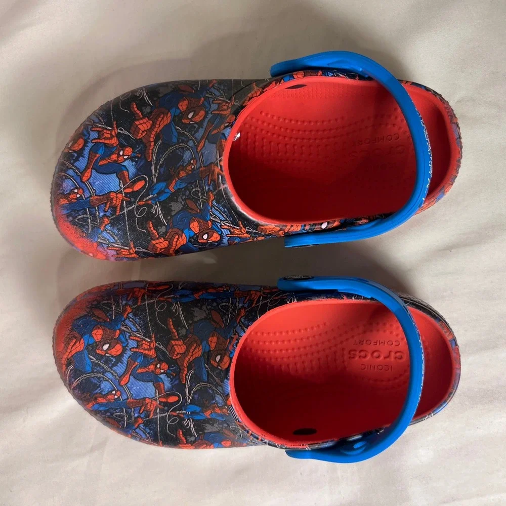 Crocs Kids Marvel Spider-Man Clogs Blue Red Graphic Print Size C12
